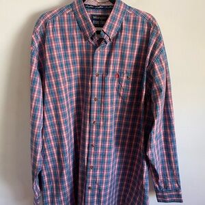 Wrangler George Strait Collection  Men's Multicolor Plaid Button Down Shirt
